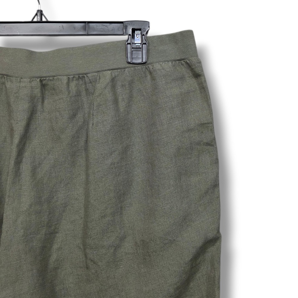 J Jill Love Linen Pants Womens Large English Moss Green Ankle Pockets Pull On - Picture 6 of 10